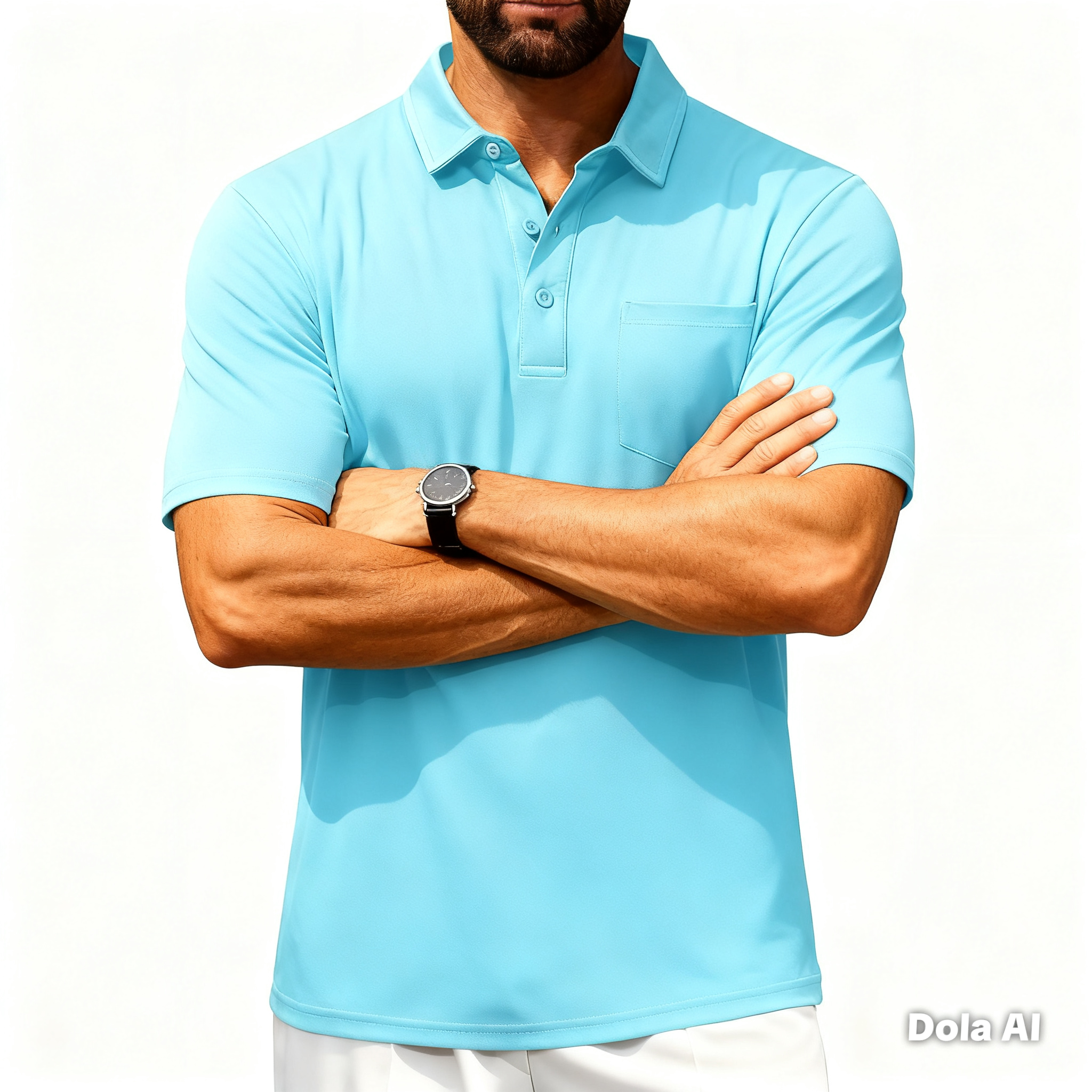 Men’s Short Sleeve Button Placket Polo Shirt