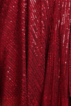 Women’s Pleated Sequin Wrap Bodice Tie Waist Mini Dress