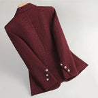 Women’s Single-Button Blazer with Notch Lapel and Flap Pockets