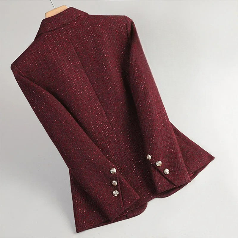 Women’s Single-Button Blazer with Notch Lapel and Flap Pockets