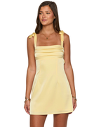 Women’s Pleated Bust Tie-Strap Mini Dress