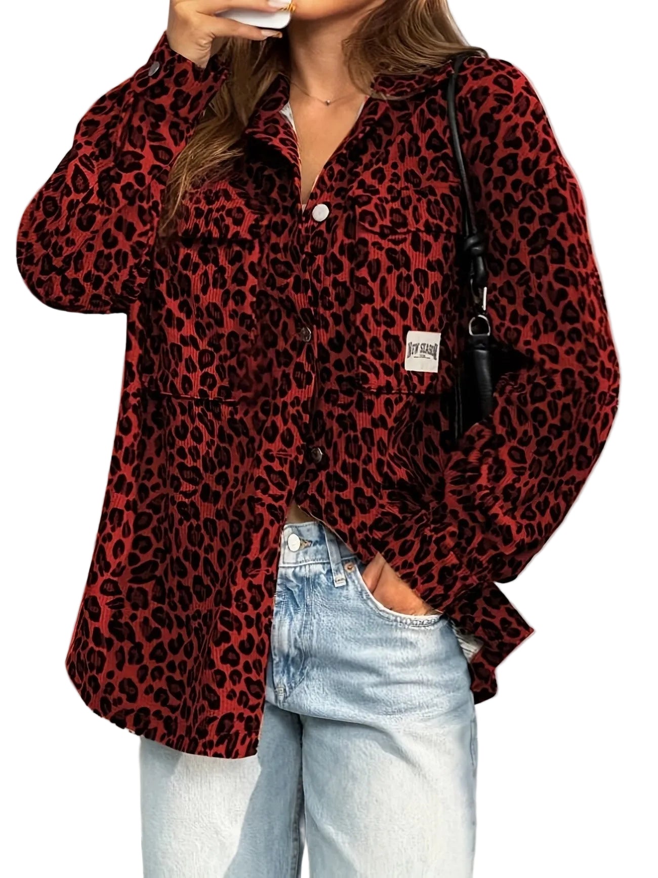 Women's Button-Down Jacket with Print