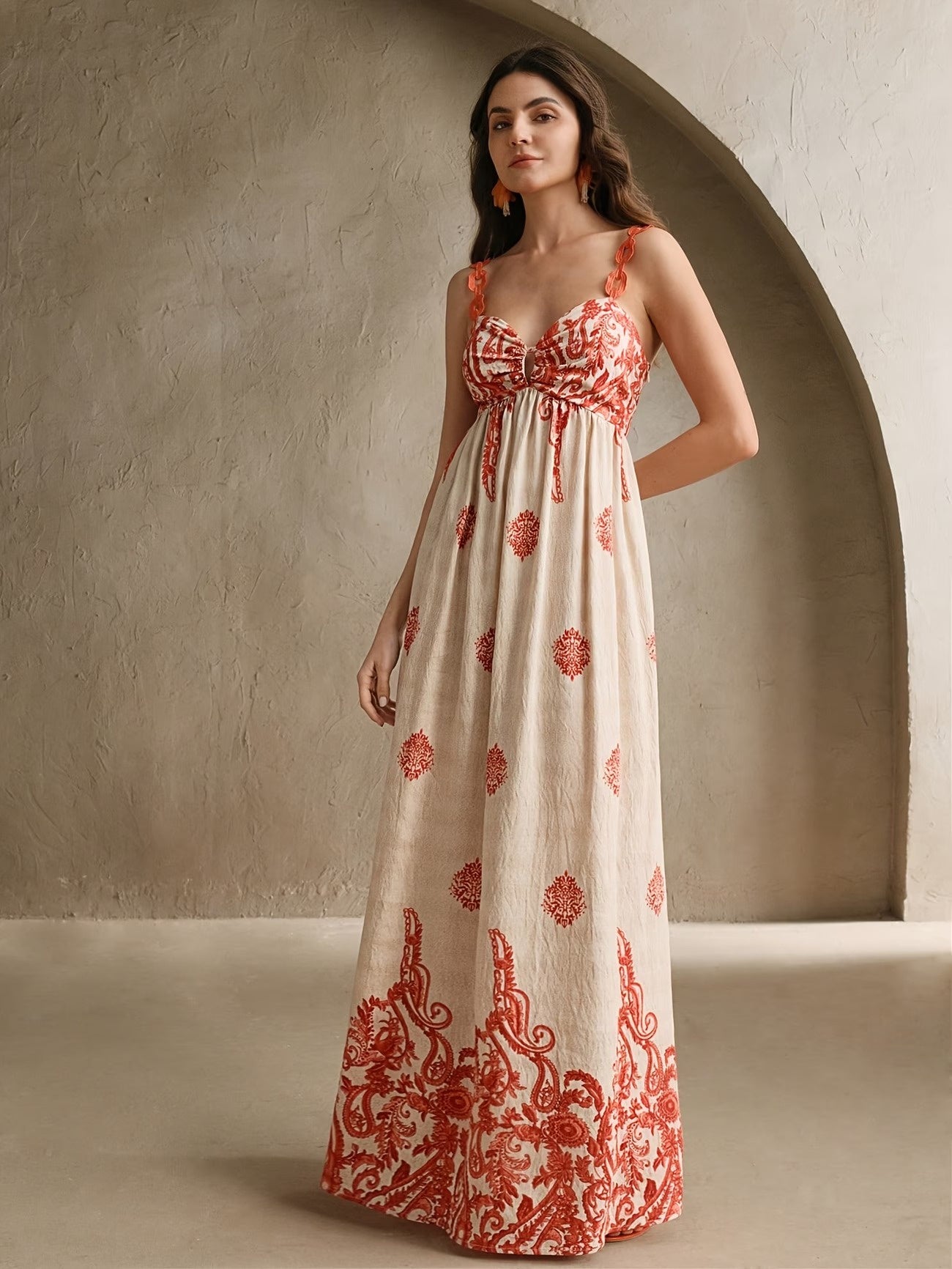 Women's Sleeveless Maxi Dress with Print