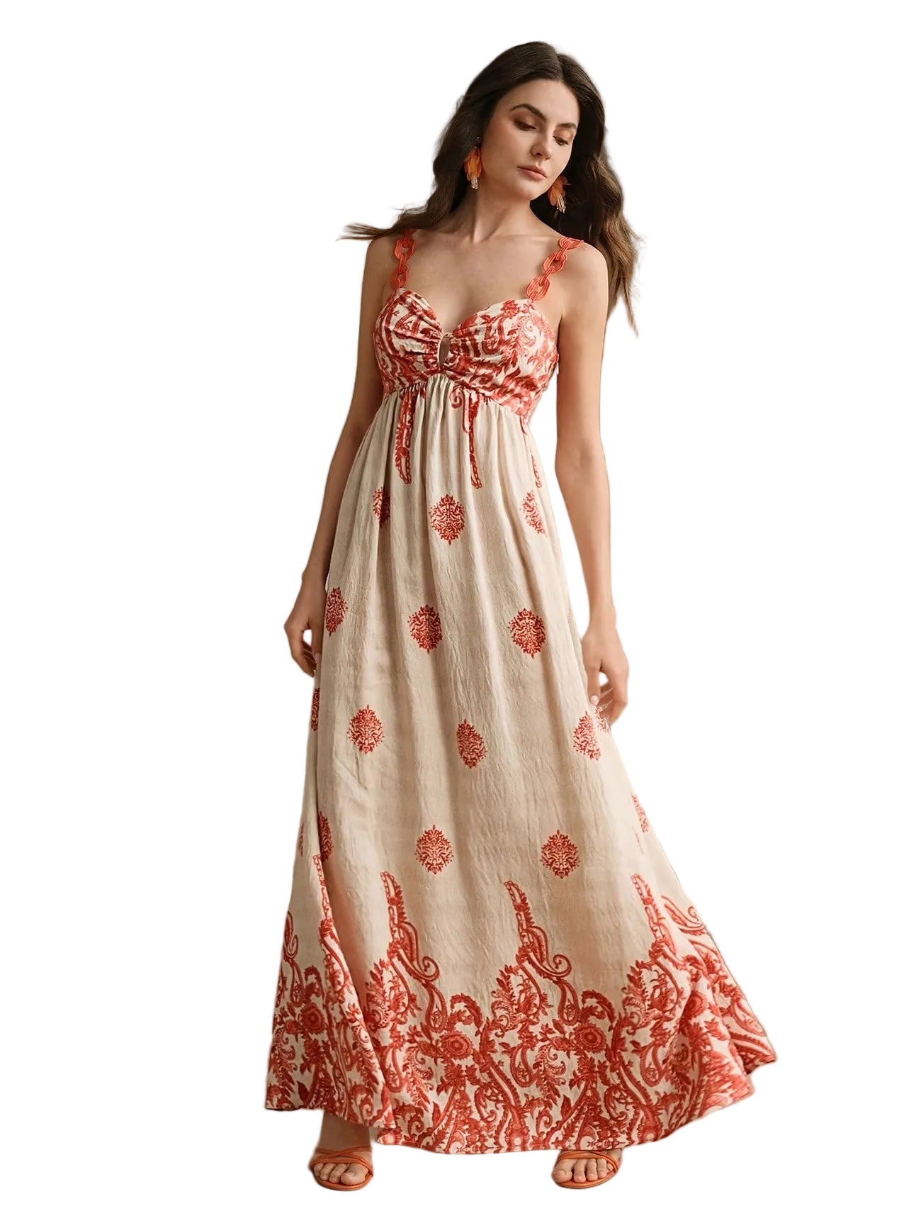 Women's Sleeveless Maxi Dress with Print