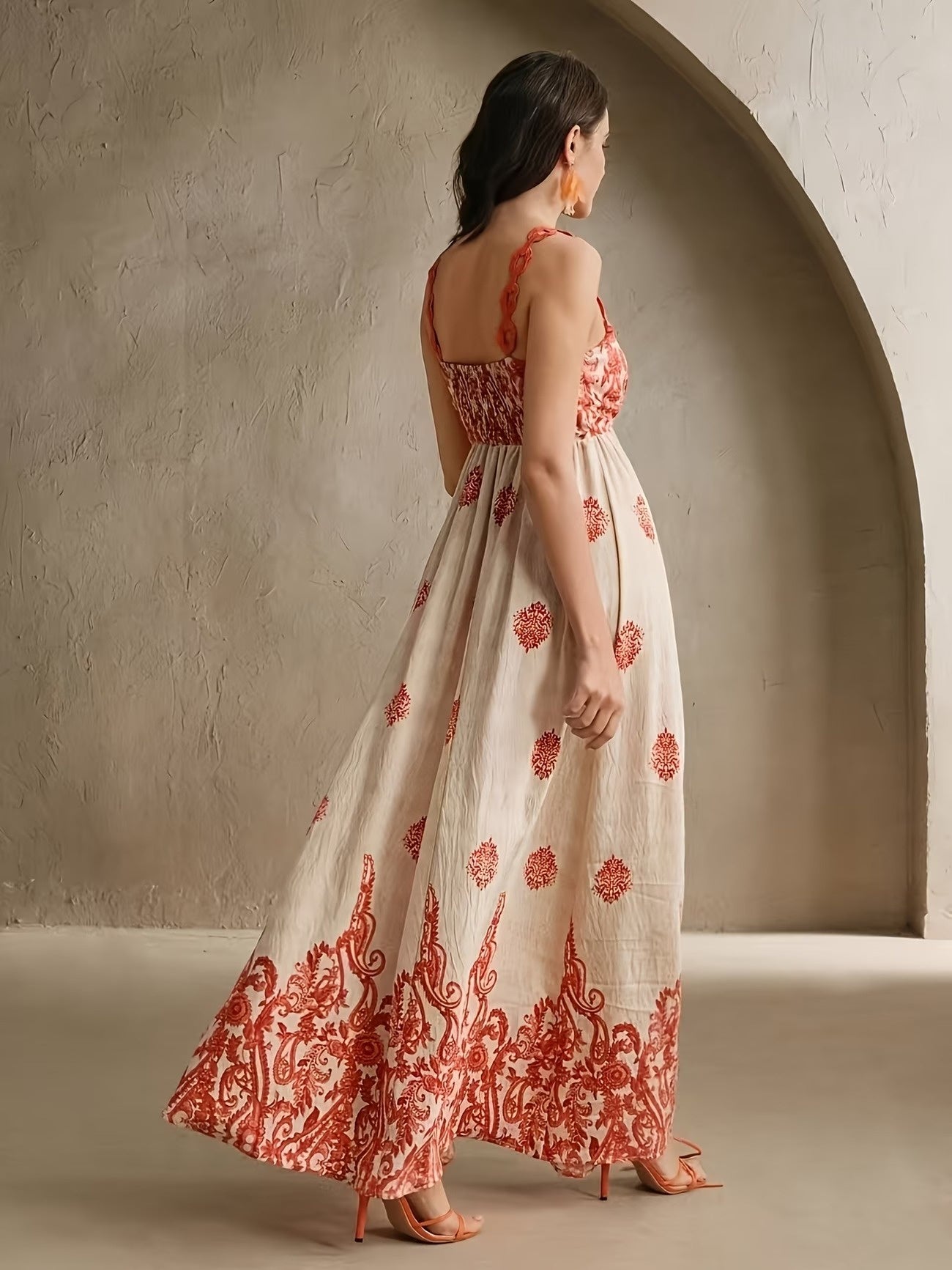 Women's Sleeveless Maxi Dress with Print