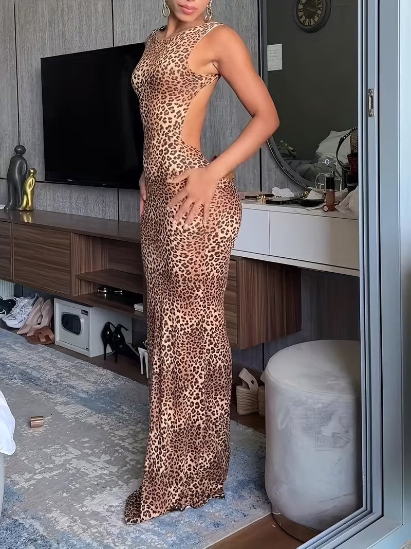 Women's Sleeveless Maxi Dress with Cutouts