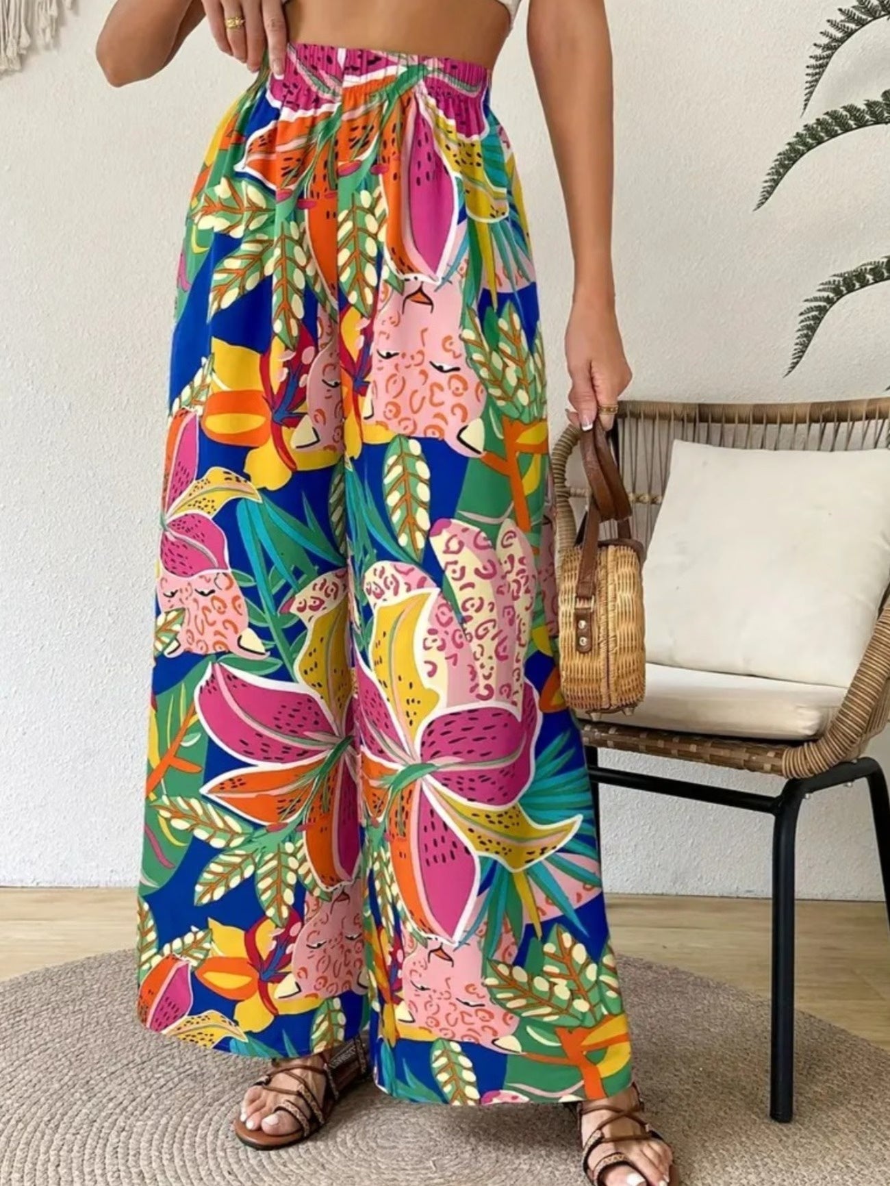 Women's High-Waisted Printed Pants