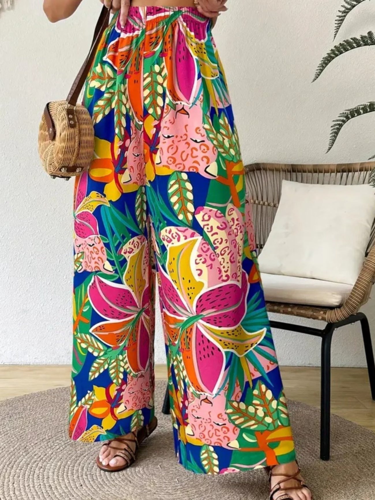 Women's High-Waisted Printed Pants