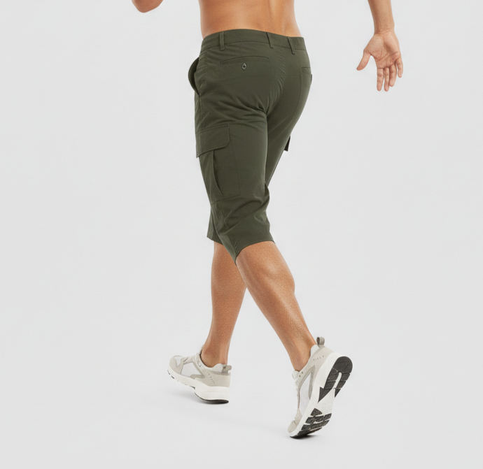Men’s Cargo Knee-Length Shorts with Multiple Pockets