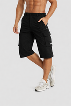 Men’s Cargo Knee-Length Shorts with Multiple Pockets