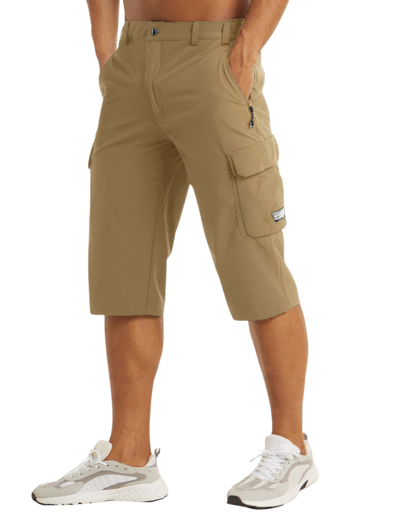 Men’s Cargo Knee-Length Shorts with Multiple Pockets