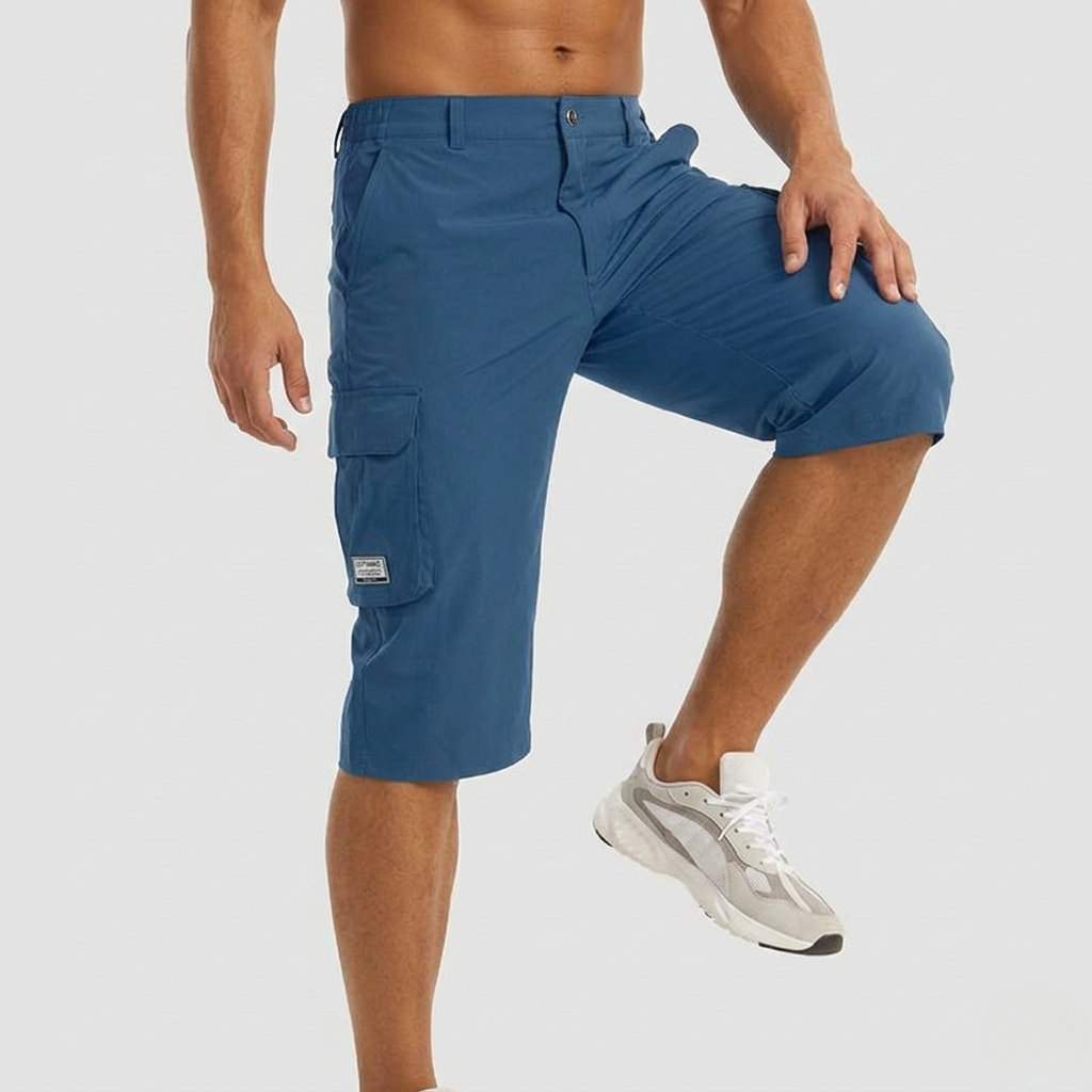 Men’s Cargo Knee-Length Shorts with Multiple Pockets