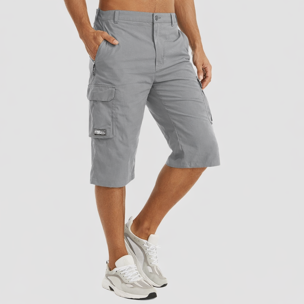 Men’s Cargo Knee-Length Shorts with Multiple Pockets