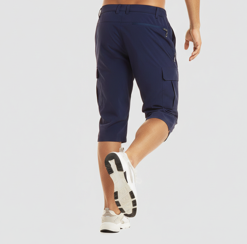 Men’s Cargo Knee-Length Shorts with Multiple Pockets