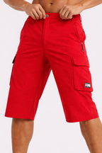 Men’s Cargo Knee-Length Shorts with Multiple Pockets
