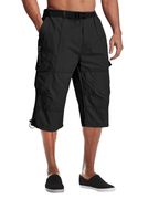 Men’s Knee-Length Cargo Shorts with Multiple Pockets and Adjustable Waist
