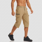 Men’s Knee-Length Cargo Shorts with Zippered and Flap Pockets