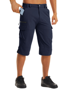 Men’s Knee-Length Cargo Shorts with Zippered and Flap Pockets