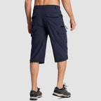 Men’s Knee-Length Cargo Shorts with Zippered and Flap Pockets