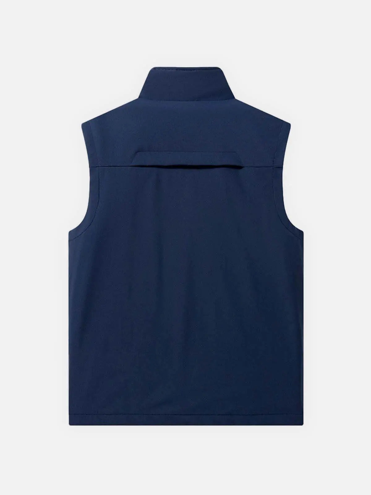 Men's Sleeveless Zip-Up Vest with Stand Collar and Mesh Lining