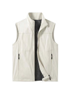Men's Sleeveless Zip-Up Vest with Stand Collar and Mesh Lining