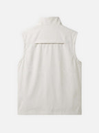 Men's Sleeveless Zip-Up Vest with Stand Collar and Mesh Lining