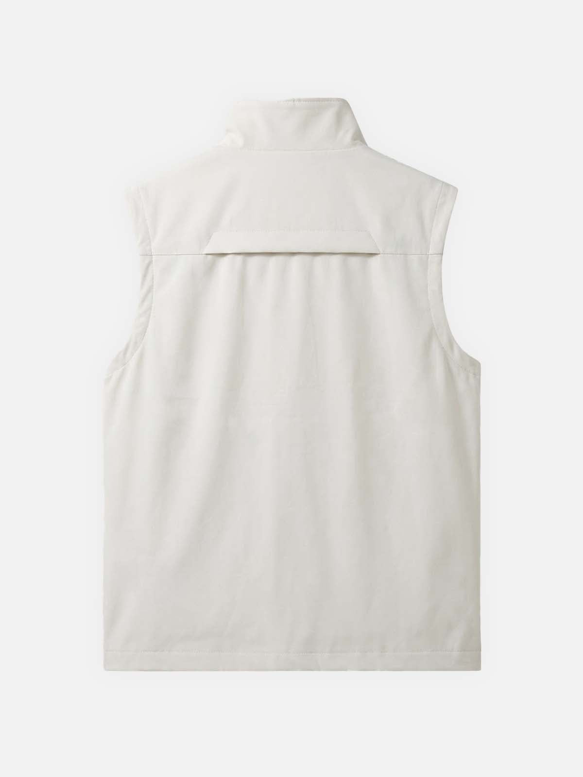 Men's Sleeveless Zip-Up Vest with Stand Collar and Mesh Lining