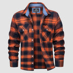 Men’s Long Sleeve Button-Down Plaid Shirt with Chest Pockets