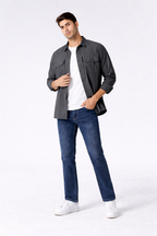 Men’s Long Sleeve Button-Down Shirt with Multiple Chest Pockets