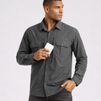 Men’s Long Sleeve Button-Down Shirt with Multiple Chest Pockets