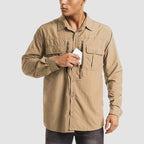 Men’s Long Sleeve Button-Down Shirt with Multiple Chest Pockets