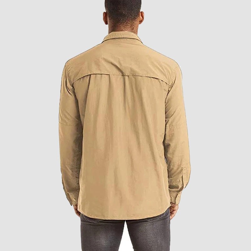 Men’s Long Sleeve Button-Down Shirt with Multiple Chest Pockets