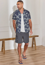 Men’s Palm Print Short Sleeve Button-Up Shirt