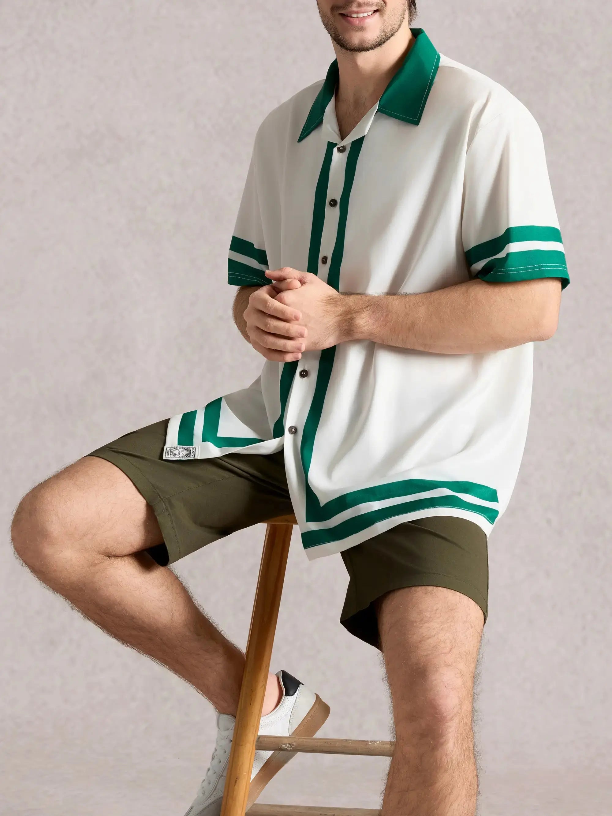 Men’s Contrast Panel Button Front Shirt