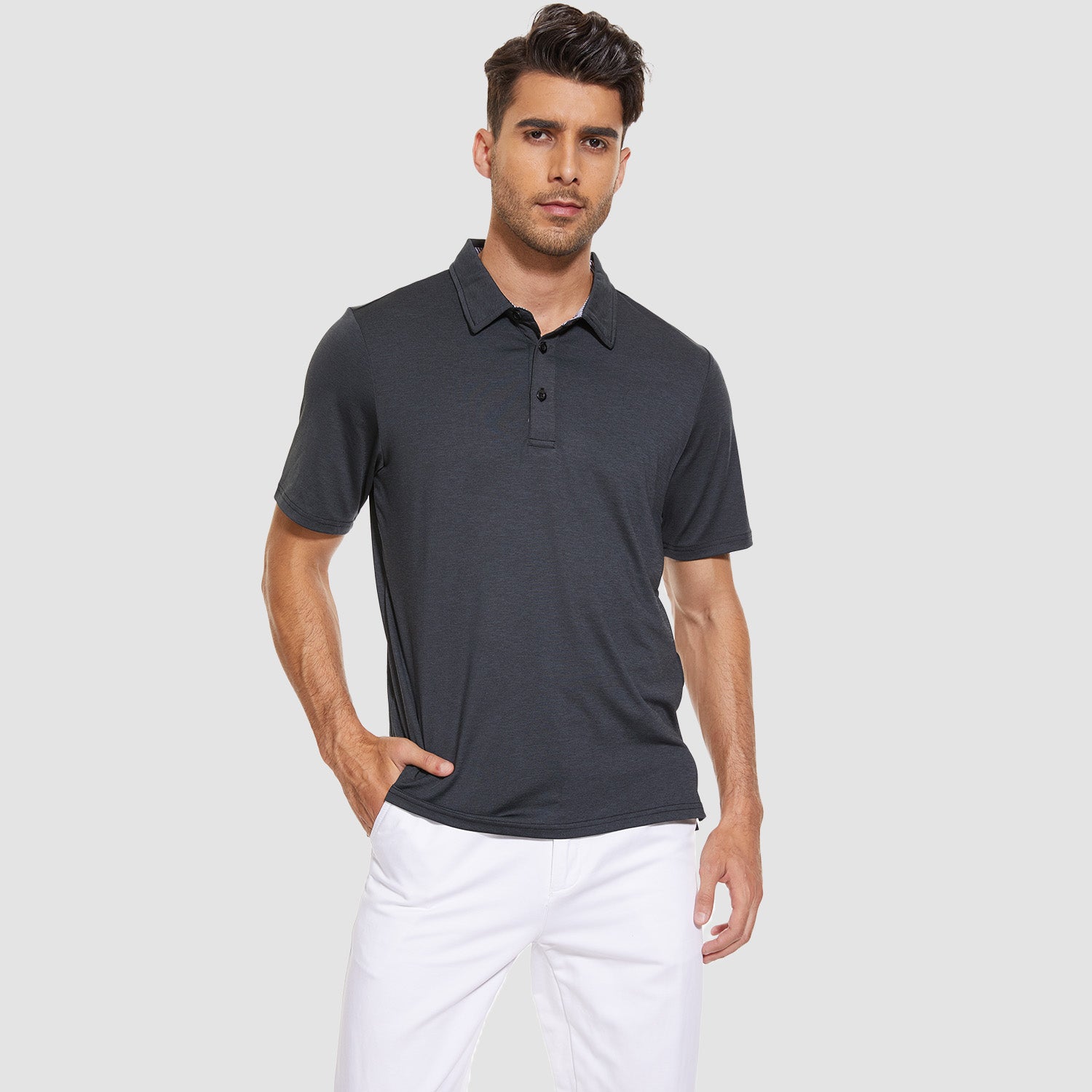 Men’s Short Sleeve Polo Shirt with Button Placket
