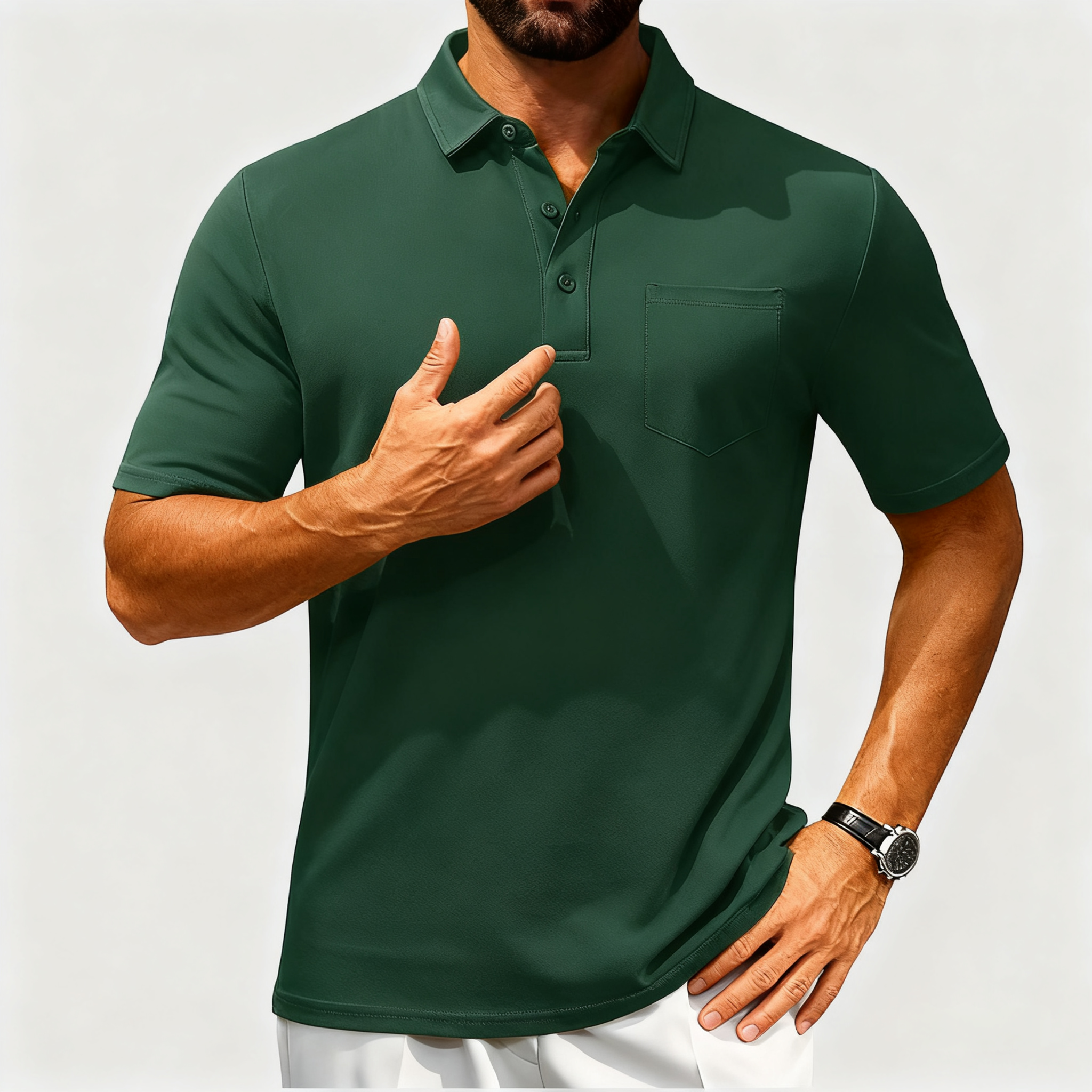 Men’s Short Sleeve Button Placket Polo Shirt