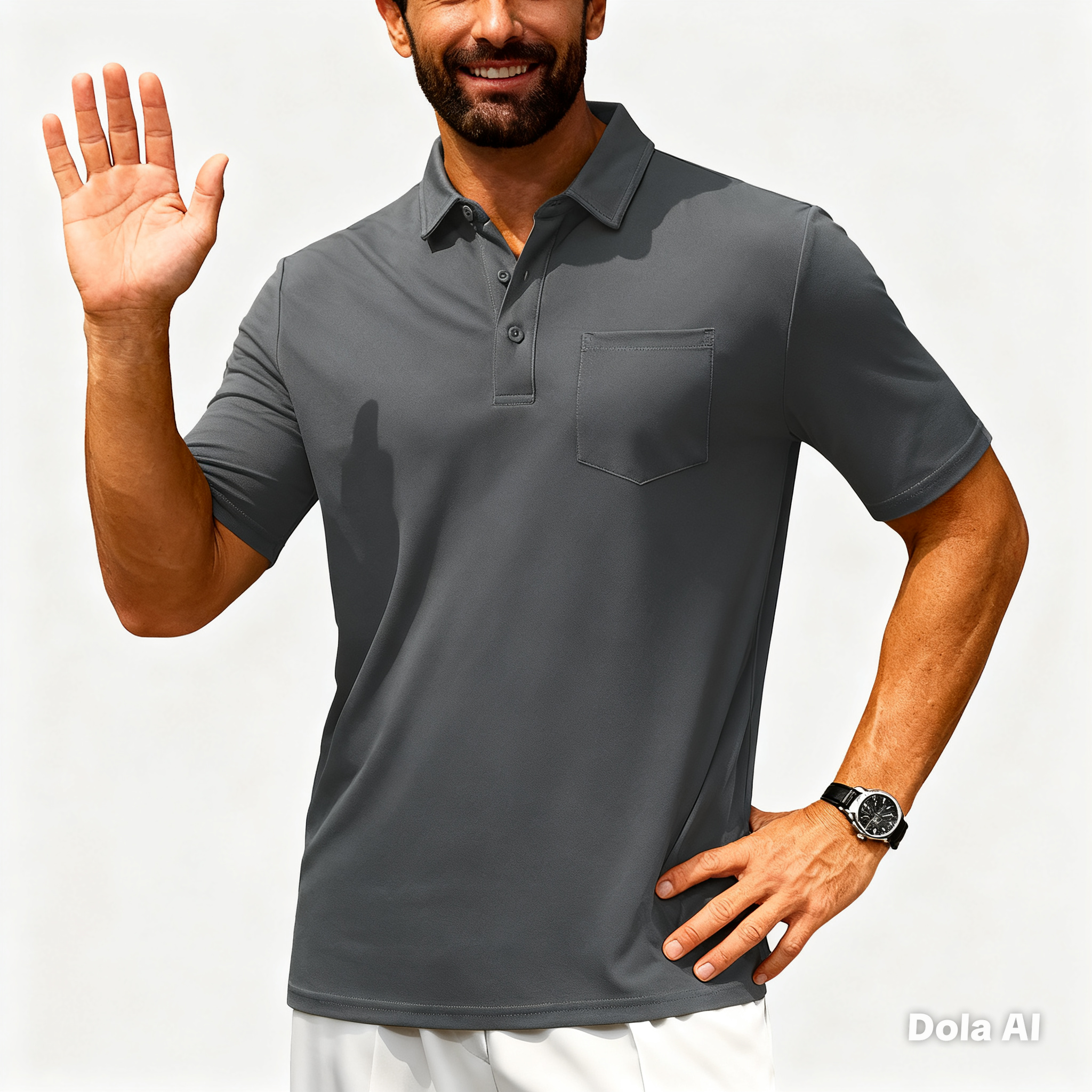 Men’s Short Sleeve Button Placket Polo Shirt