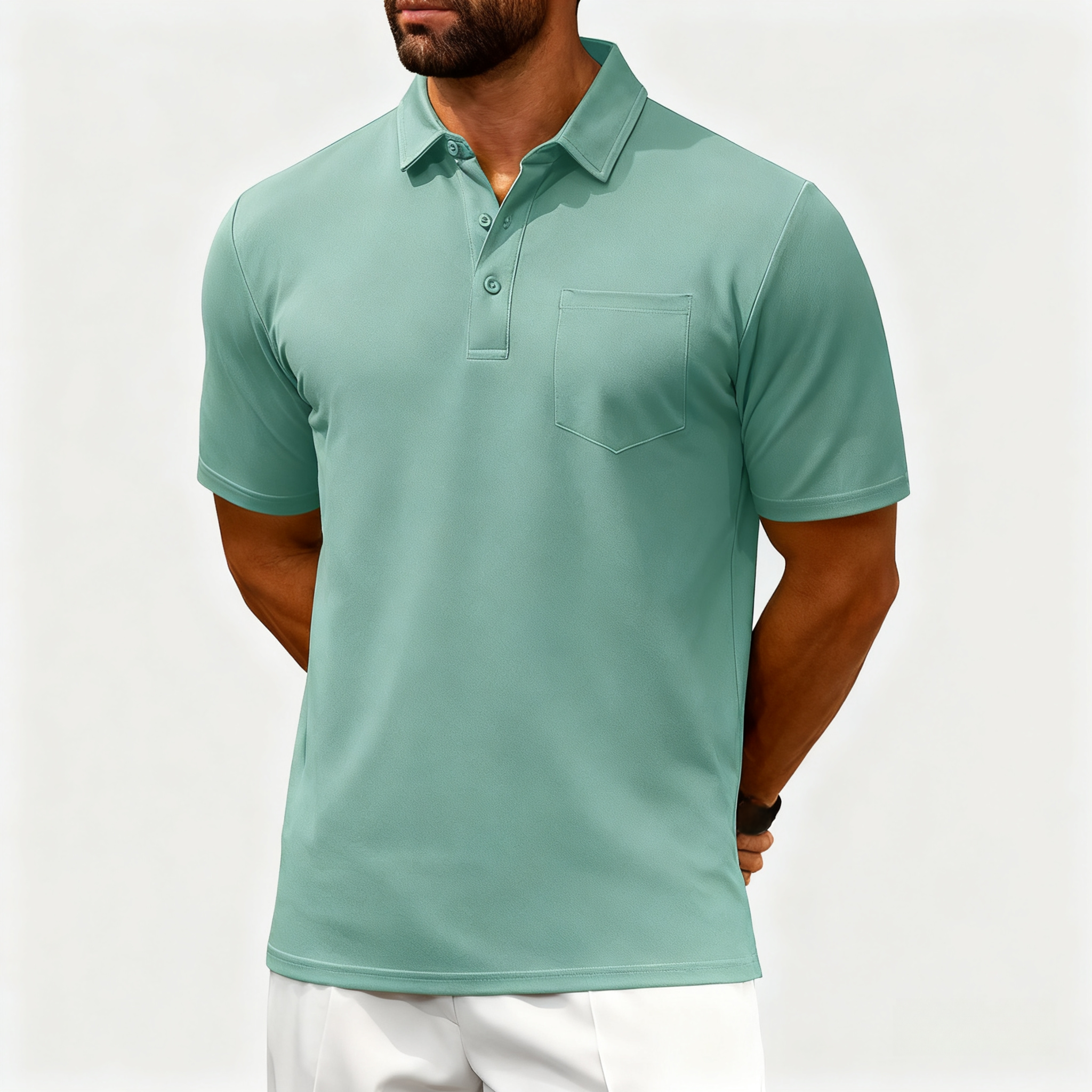 Men’s Short Sleeve Button Placket Polo Shirt