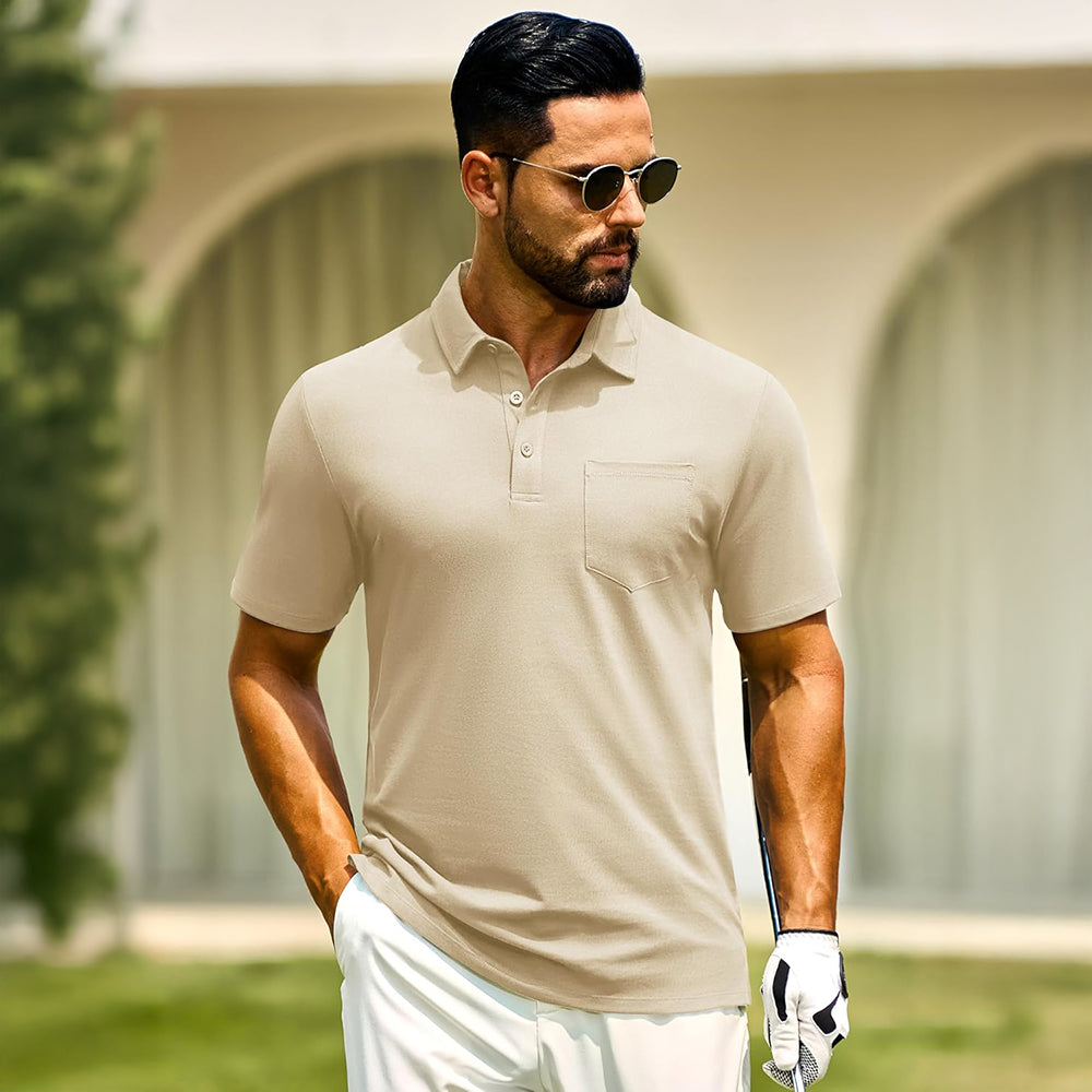 Men’s Short Sleeve Button Placket Polo Shirt