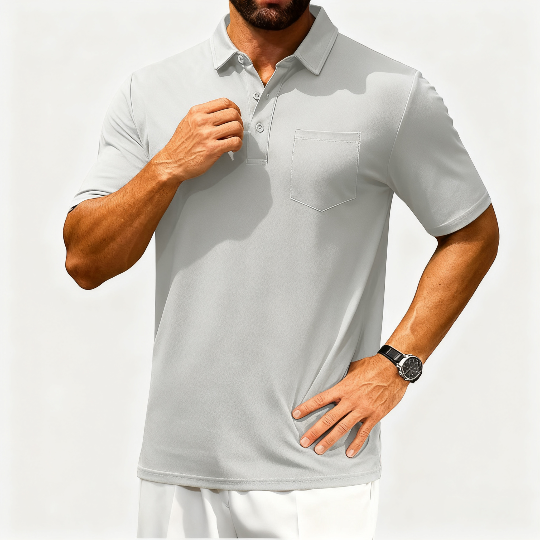 Men’s Short Sleeve Button Placket Polo Shirt
