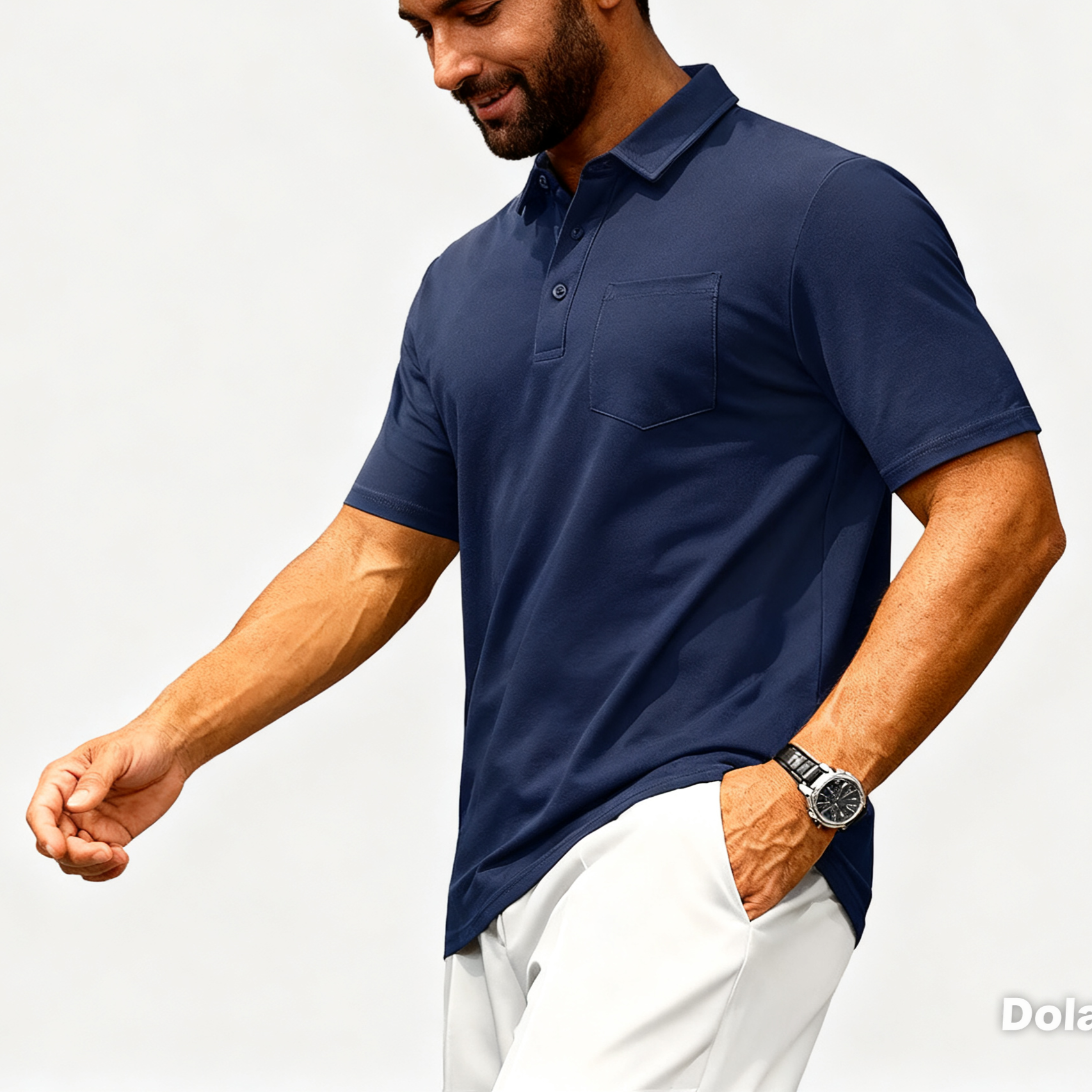 Men’s Short Sleeve Button Placket Polo Shirt