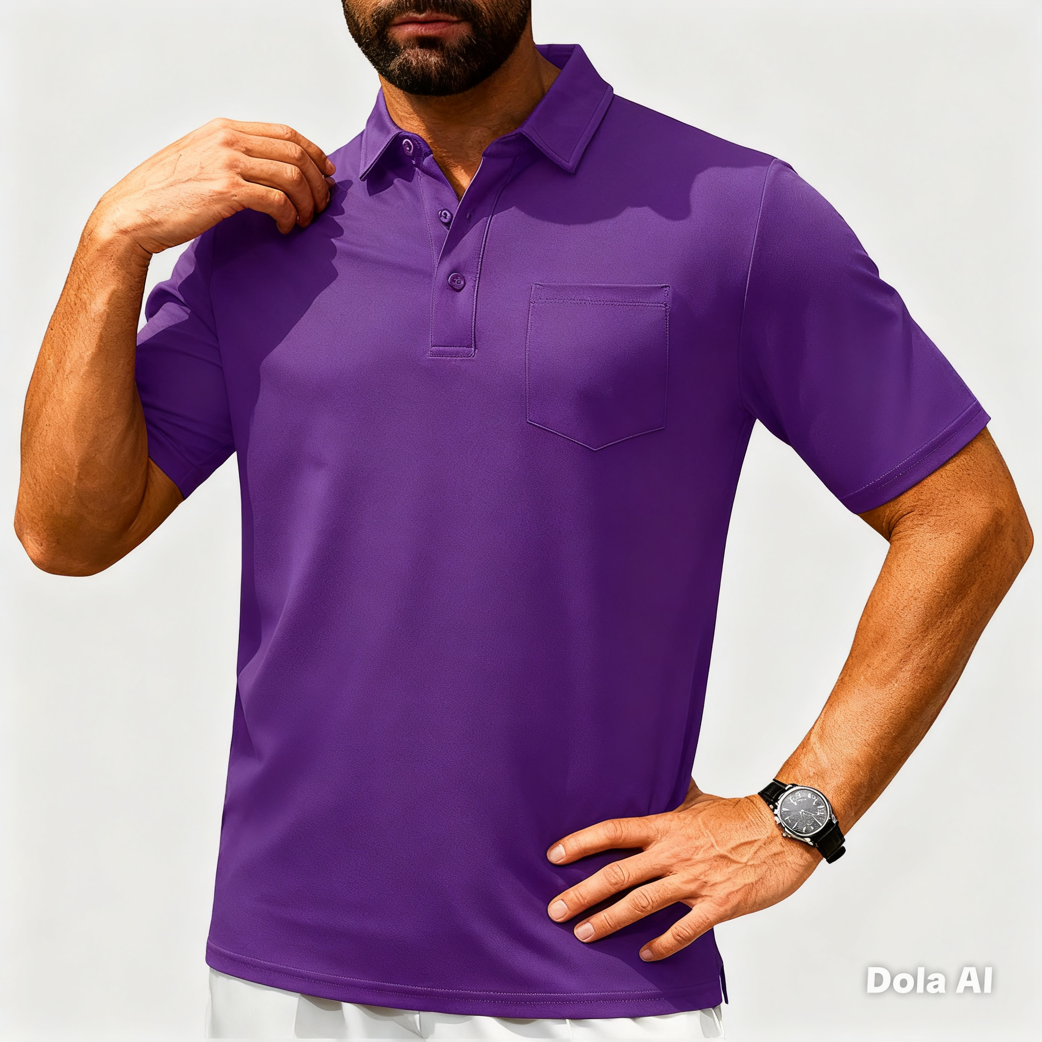 Men’s Short Sleeve Button Placket Polo Shirt