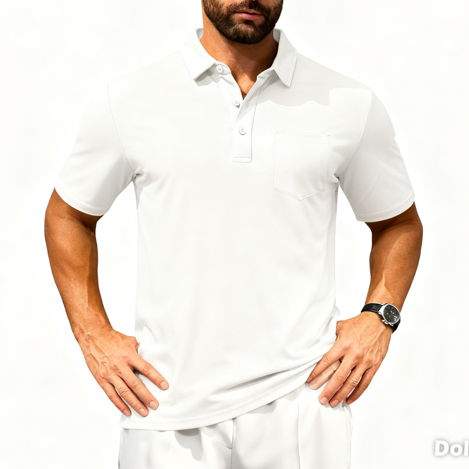 Men’s Short Sleeve Button Placket Polo Shirt