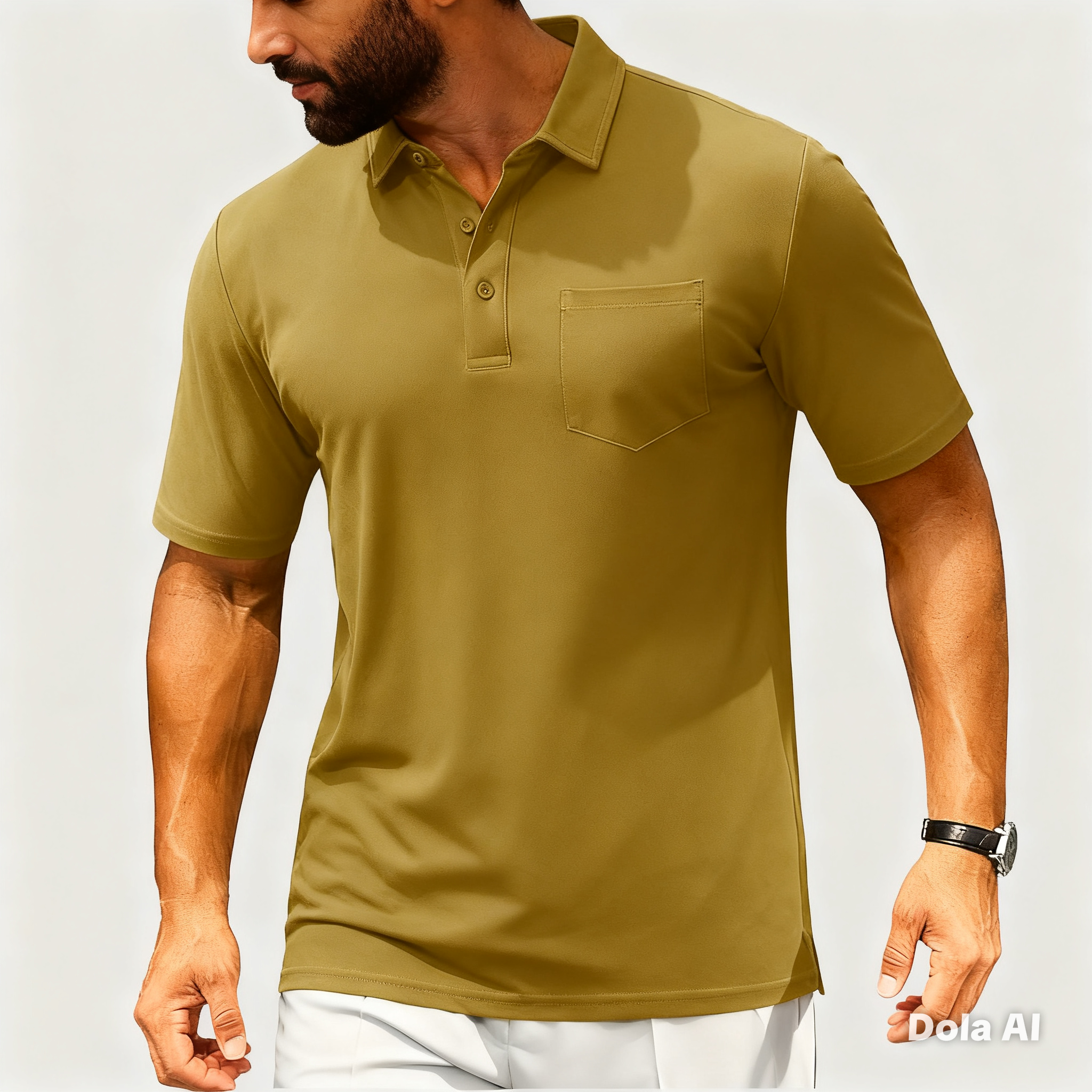 Men’s Short Sleeve Button Placket Polo Shirt
