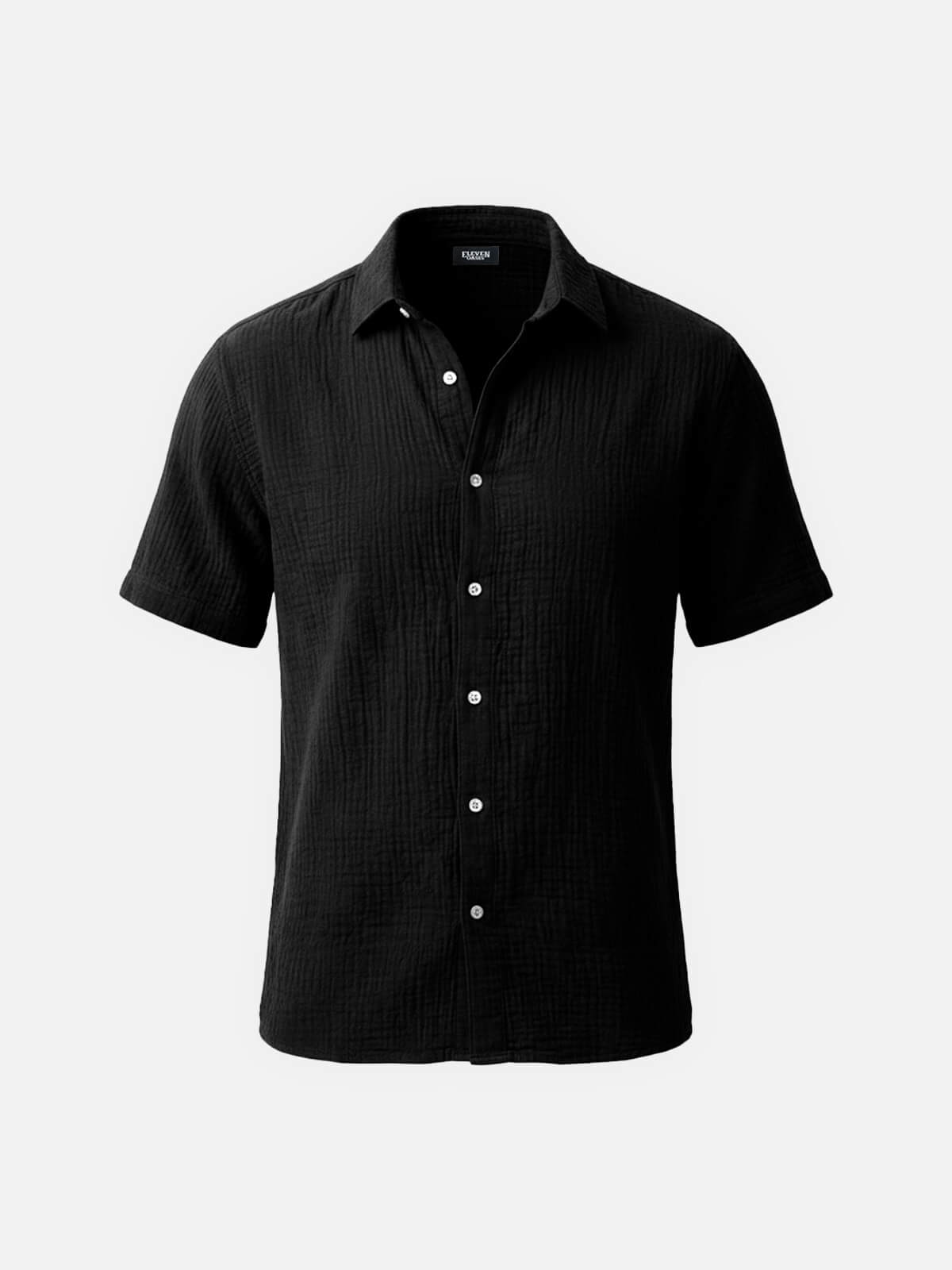 Men’s Short Sleeve Textured Button-Up Shirt