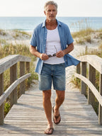 Men’s Short Sleeve Textured Button-Up Shirt