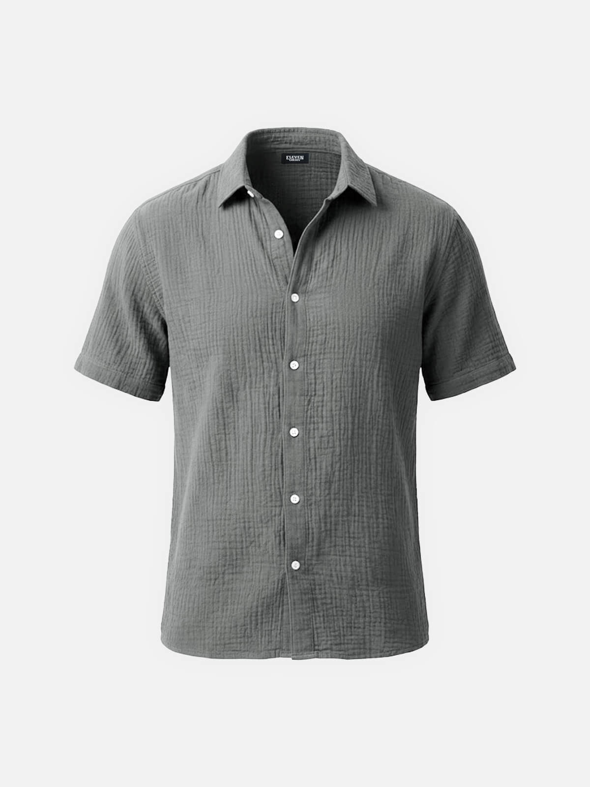 Men’s Short Sleeve Textured Button-Up Shirt