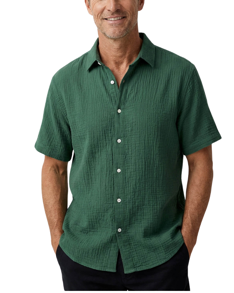 Men’s Short Sleeve Textured Button-Up Shirt