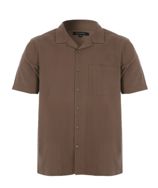 Men’s Short Sleeve Textured Button-Up Shirt With Chest Pocket