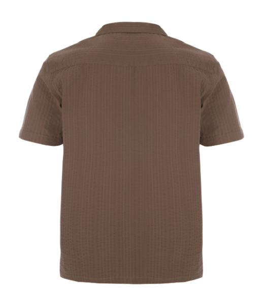 Men’s Short Sleeve Textured Button-Up Shirt With Chest Pocket